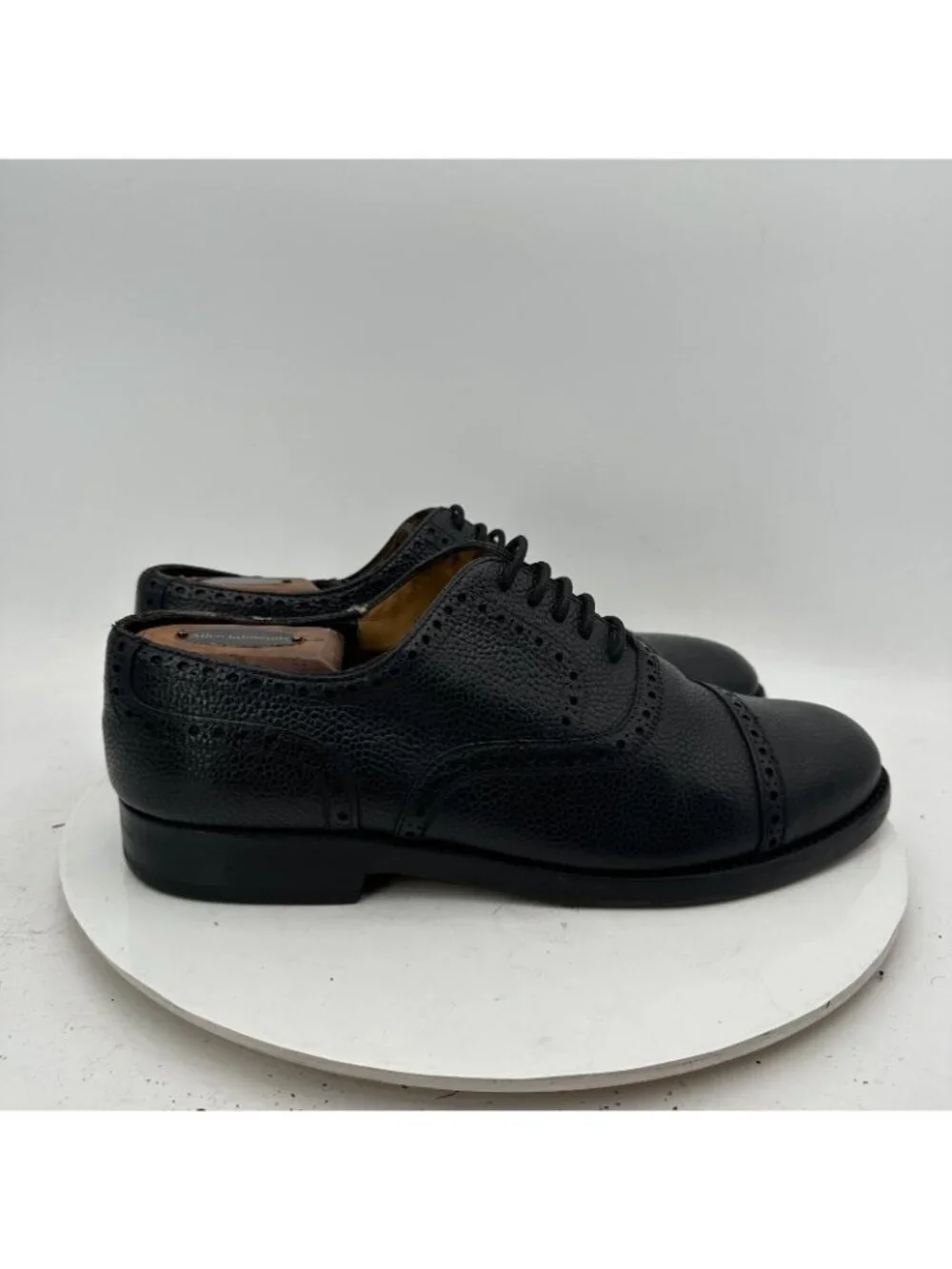Lendvay Schwarcz Men Size EU 43 US 10 Black Peebled Leather Wingtip Oxford Shoe